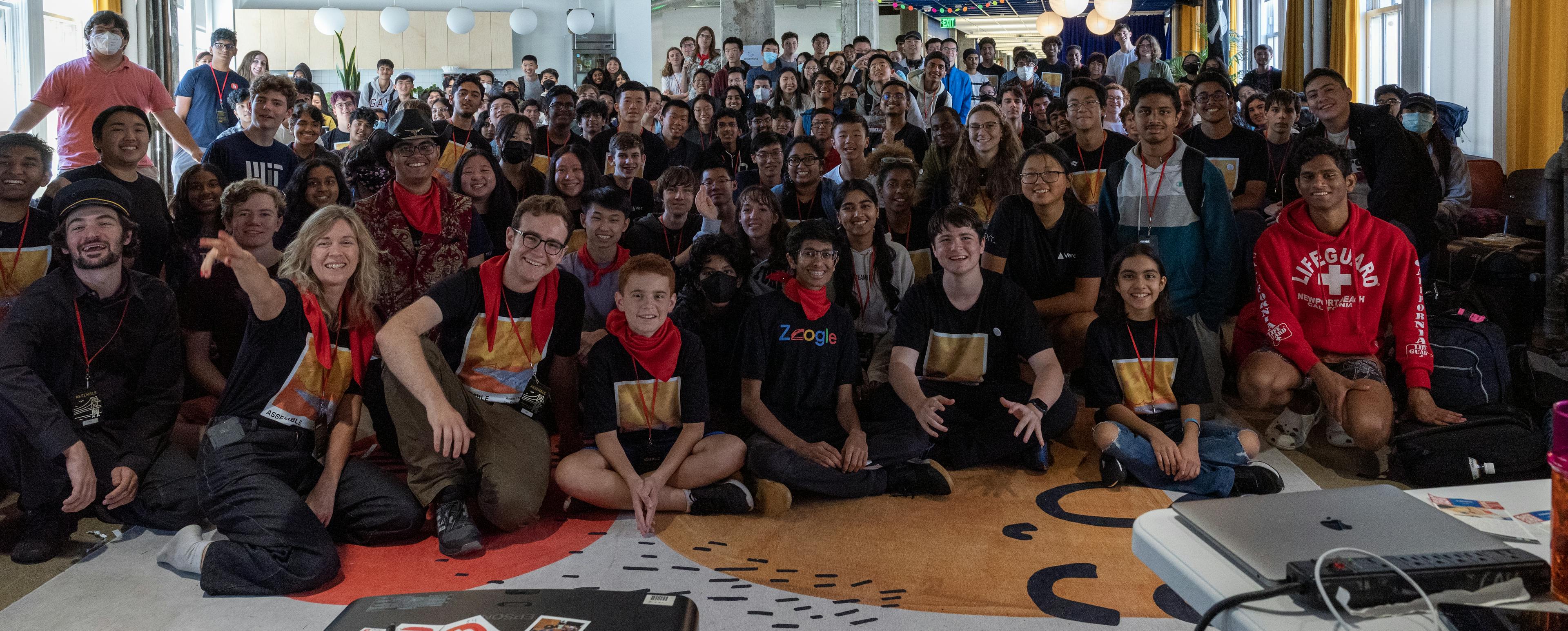 Secondary school students assemble at Figma HQ for the first IRL hackathon in SF since 2020: Assemble. 📸 Photo by Kunal Botla, Hack Clubber in MA!